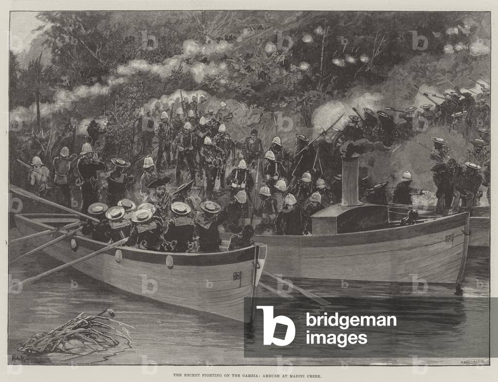 The Recent Fighting on the Gambia, Ambush at Madini Creek (engraving)