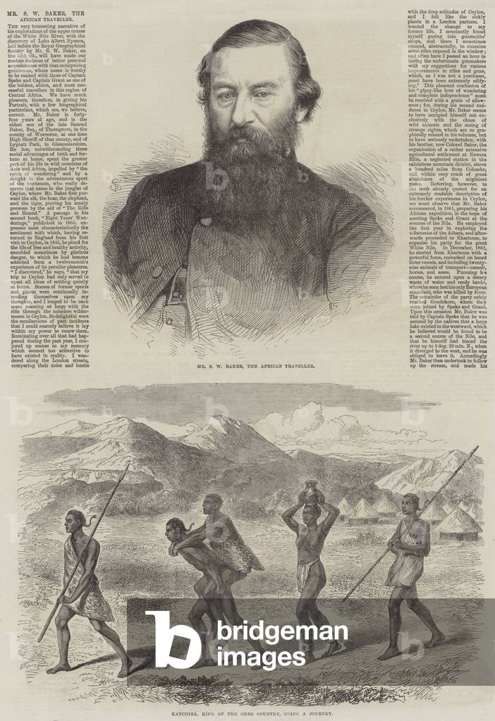 Mr S W Baker, the African Traveller (engraving)