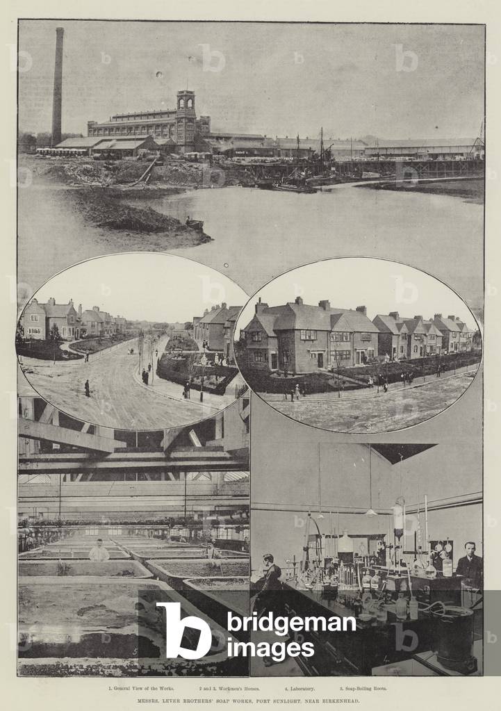 Messers Lever Brothers' Soap Works, Port Sunlight, near Birkenhead (b/w photo)