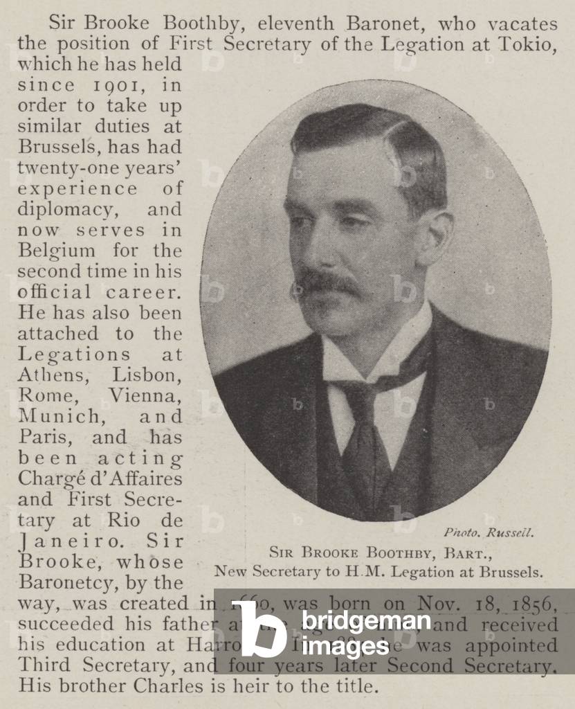 Sir Brooke Boothby, Baronet, New Secretary to HM Legation at Brussels (b/w photo)