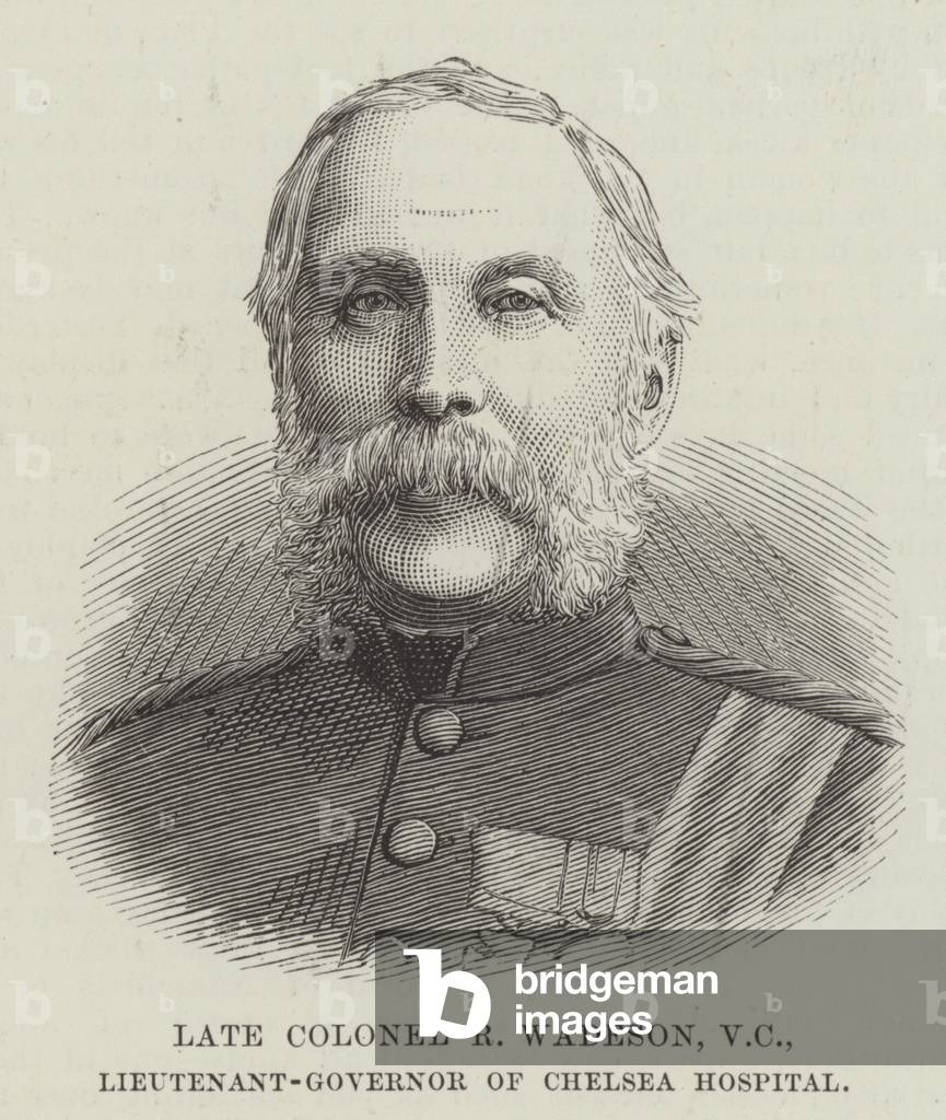 Late Colonel R Wadeson, VC, Lieutenant-Governor of Chelsea Hospital (engraving)