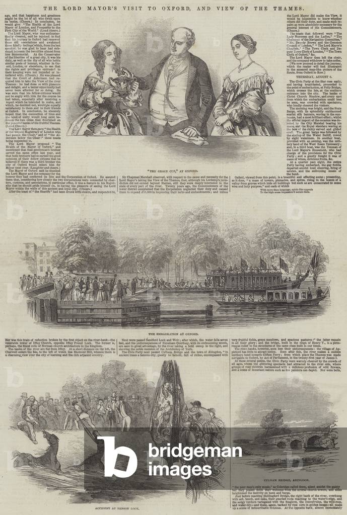 The Lord Mayor's Visit to Oxford, and View of the Thames (engraving)
