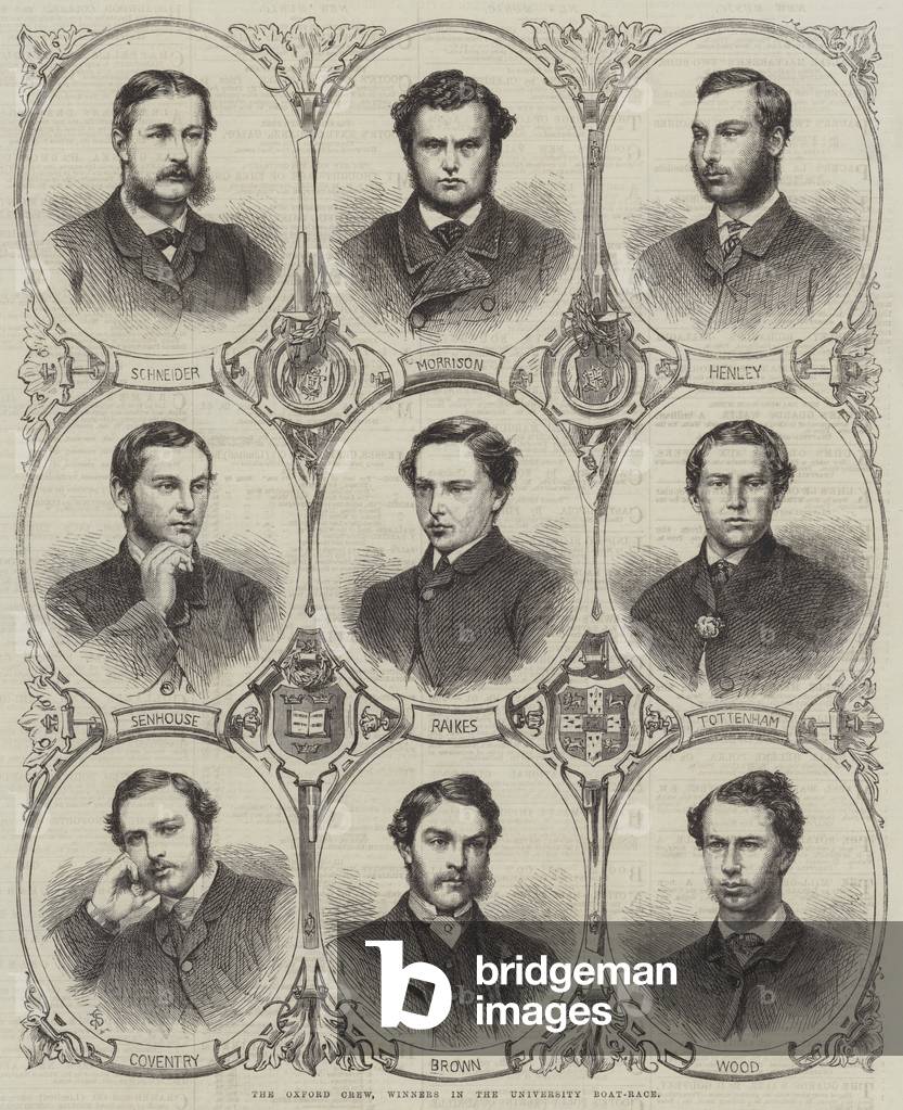 The Oxford Crew, Winners in the University Boat-Race (engraving)