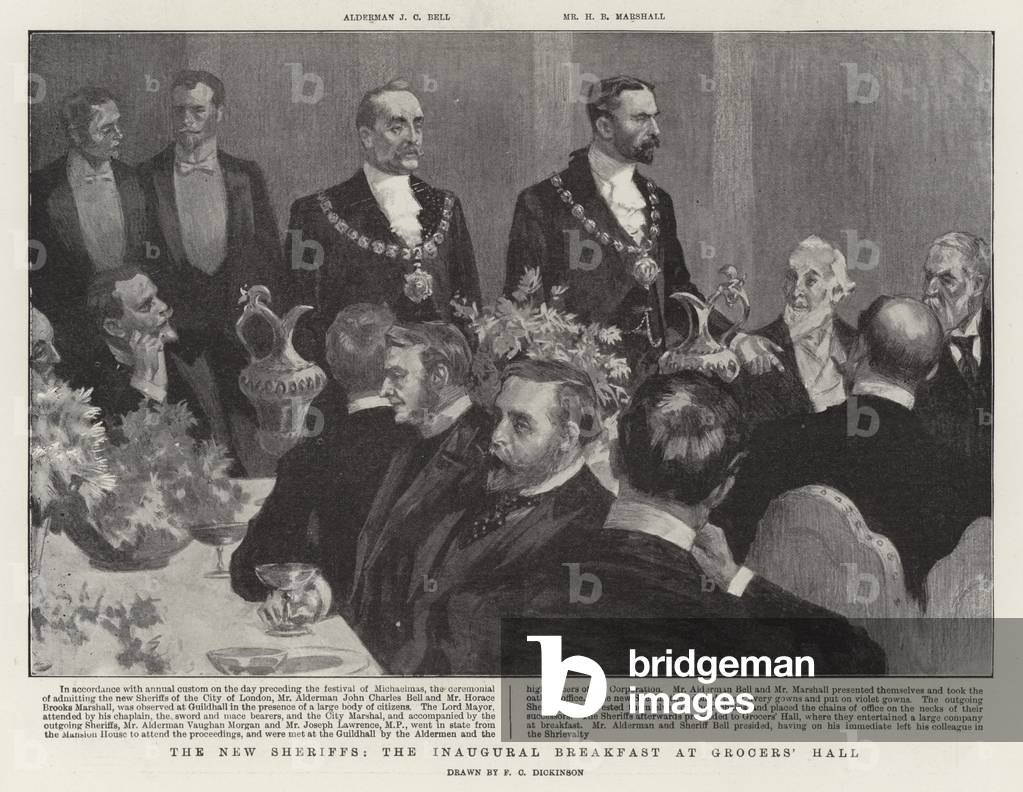 The New Sheriffs, the Inaugural Breakfast at Grocers' Hall (litho)