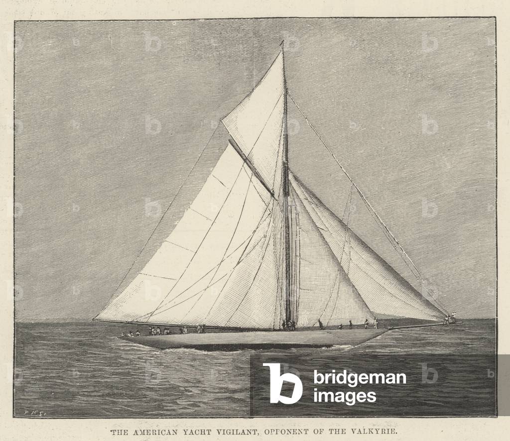 The American Yacht Vigilant, Opponent of the Valkyrie (engraving)