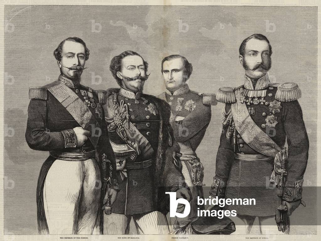 The Emperors of France and Russia, the King of Sardinia, and Prince Napoleon (engraving)