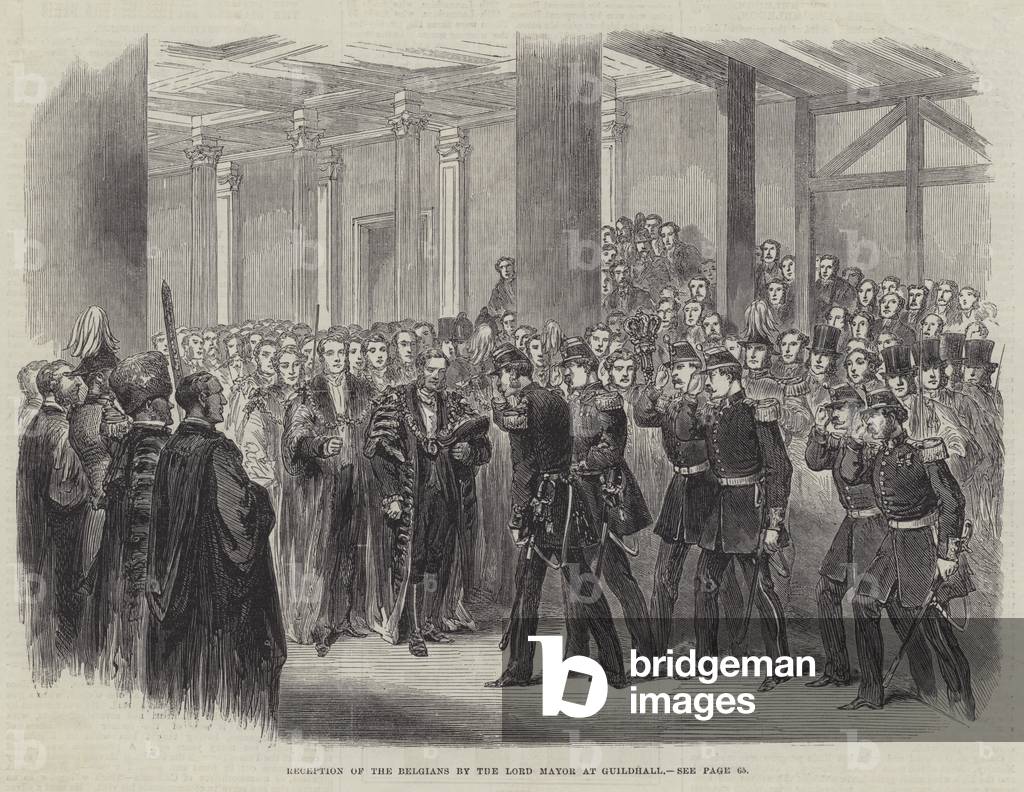 Reception of the Belgians by the Lord Mayor at Guildhall (engraving)