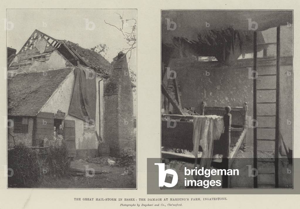 The Great Hail-Storm in Essex, the Damage at Harding's Farm, Ingatestone (engraving)