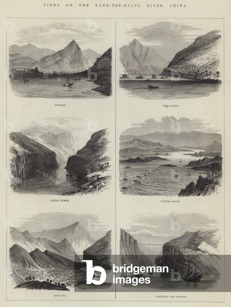 Views on the Yang-Tze-Kiang River, China (engraving)