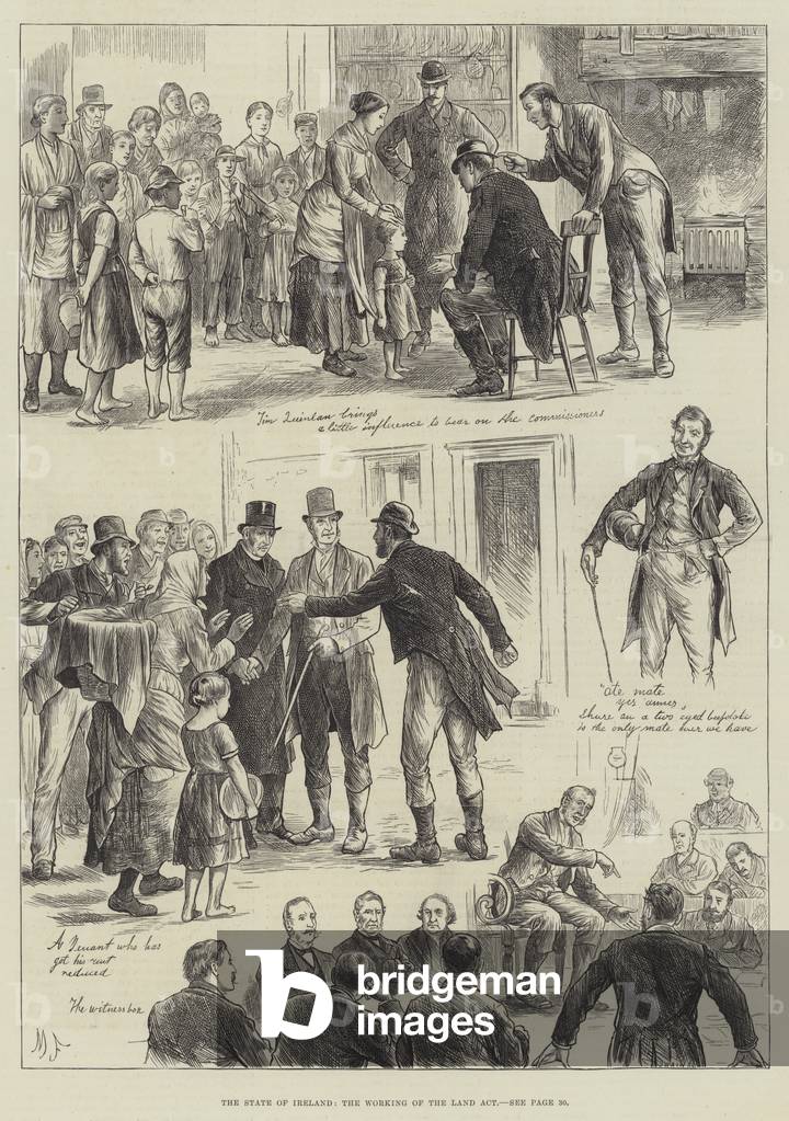 The State of Ireland, the Working of the Land Act (engraving)