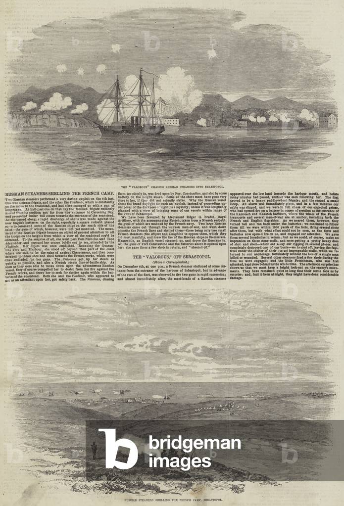 Russian Steamers shelling the French Camp (engraving)