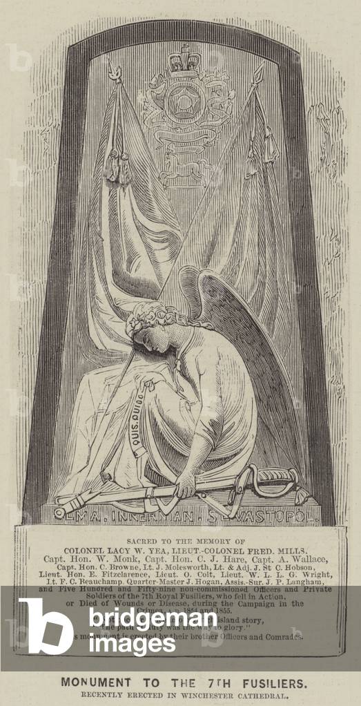 Monument to the 7th Fusiliers, Recently Erected in Winchester Cathedral (engraving)
