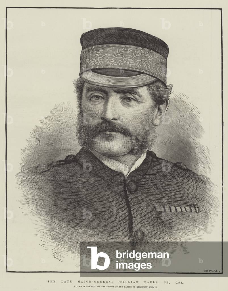 The late Major-General William Earle, CB, CSI, killed in Command of the Troops at the Battle of Kerbekan, 10 February (engraving)