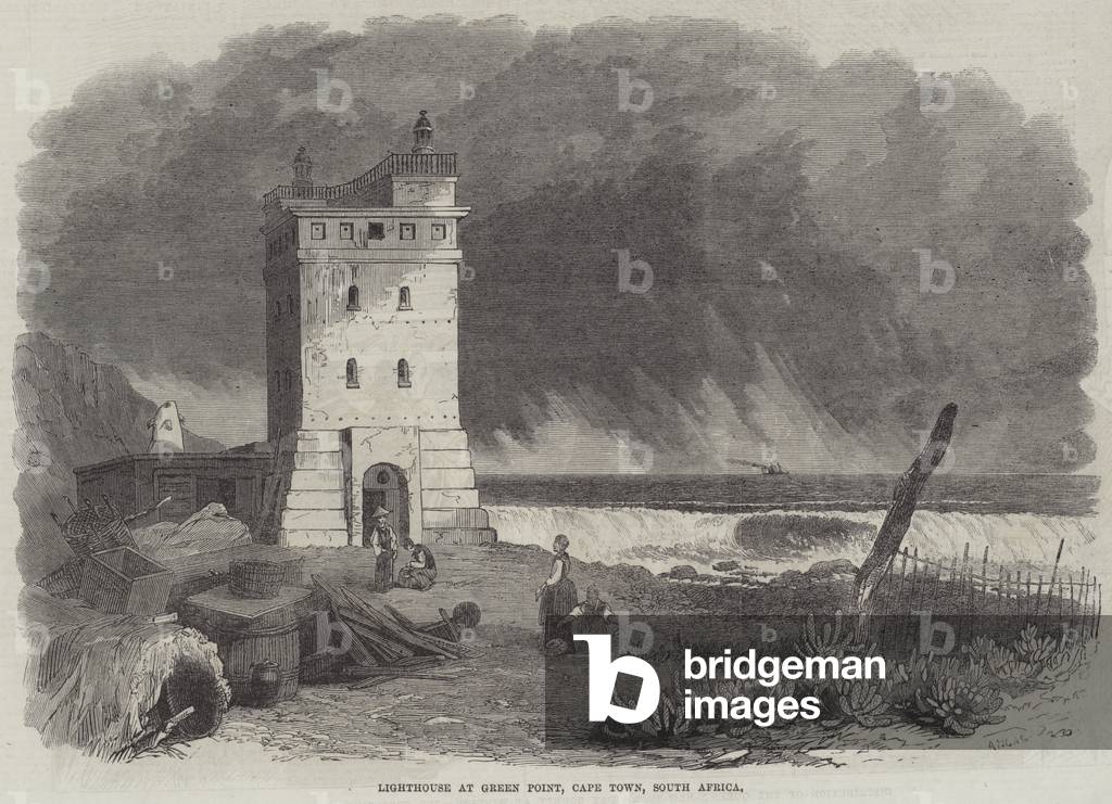 Lighthouse at Green Point, Cape Town, South Africa (engraving)