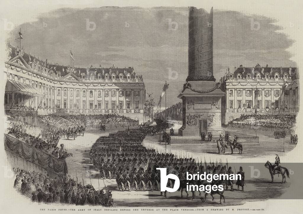 The Paris Fetes, the Army of Italy defiling before the Emperor at the Place Vendome (engraving)