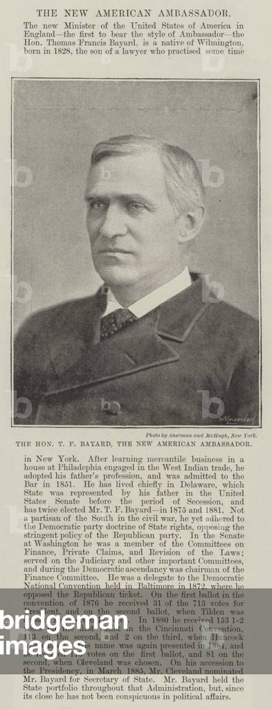 The Honourable T F Bayard, the New American Ambassador (engraving)
