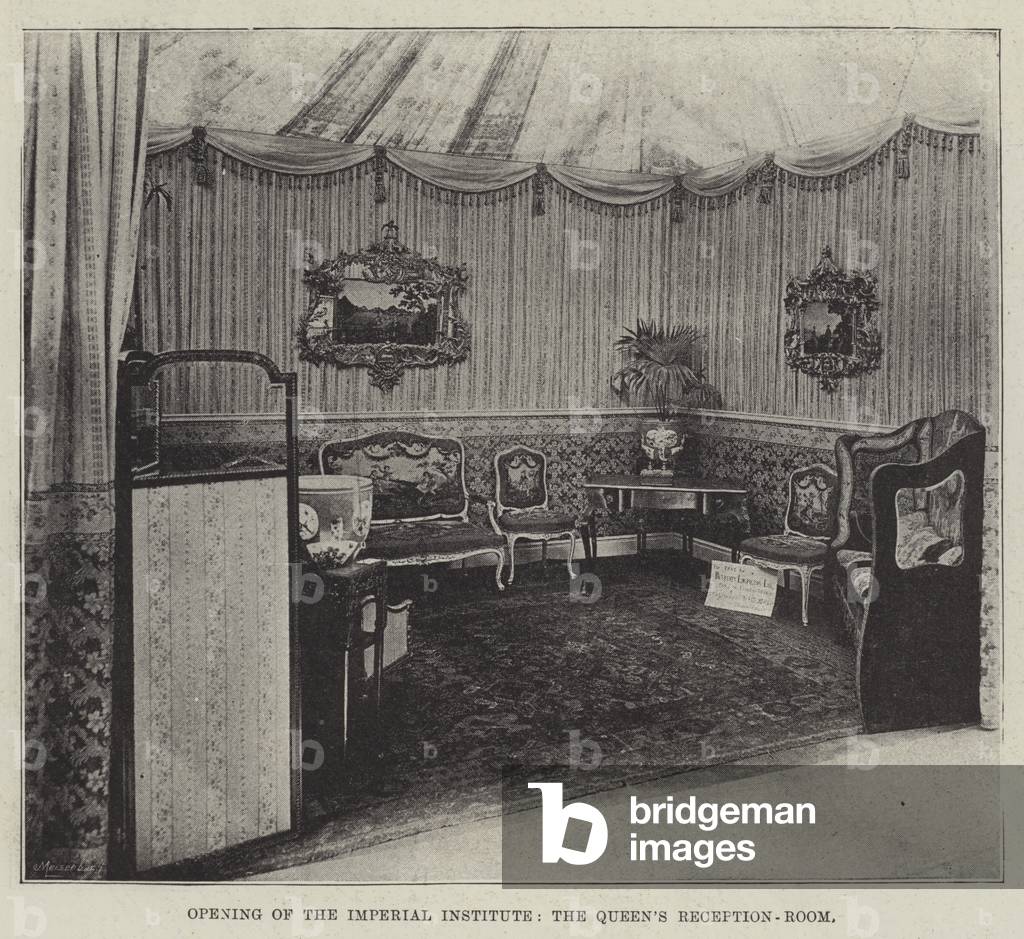 Opening of the Imperial Institute, the Queen's Reception-Room (b/w photo)