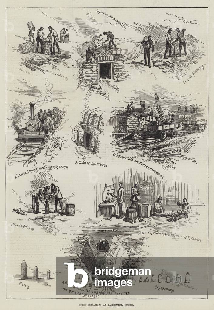 Siege Operations at Eastbourne, Sussex (engraving)
