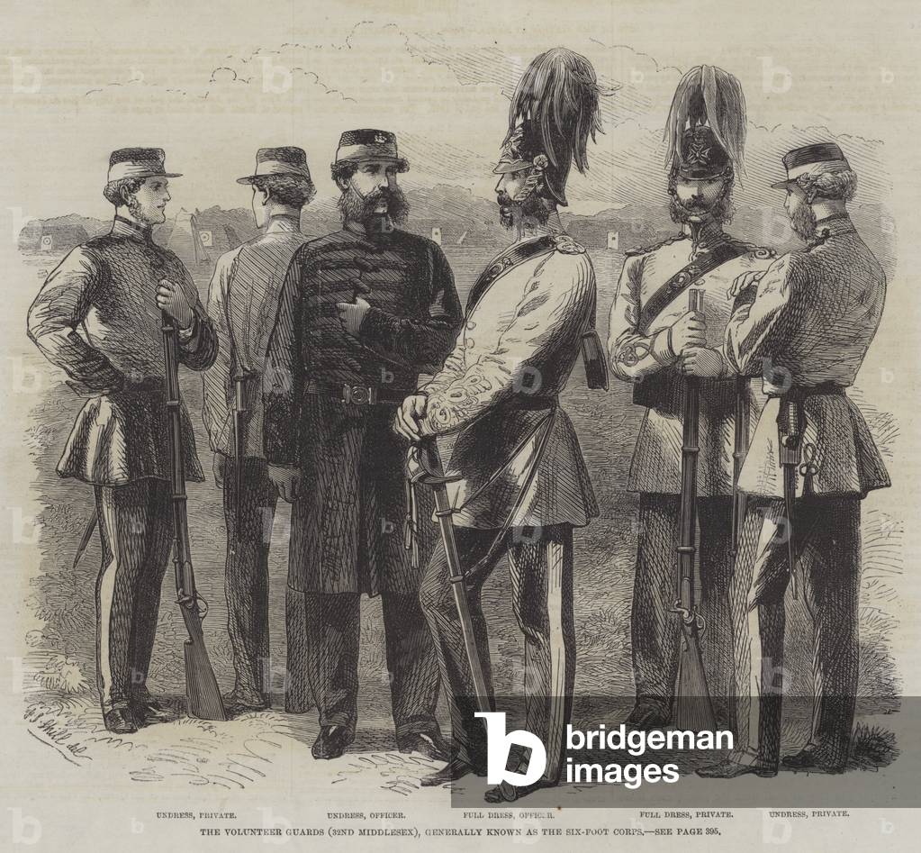 The Volunteer Guards (32nd Middlesex), generally known as the Six-Foot Corps (engraving)