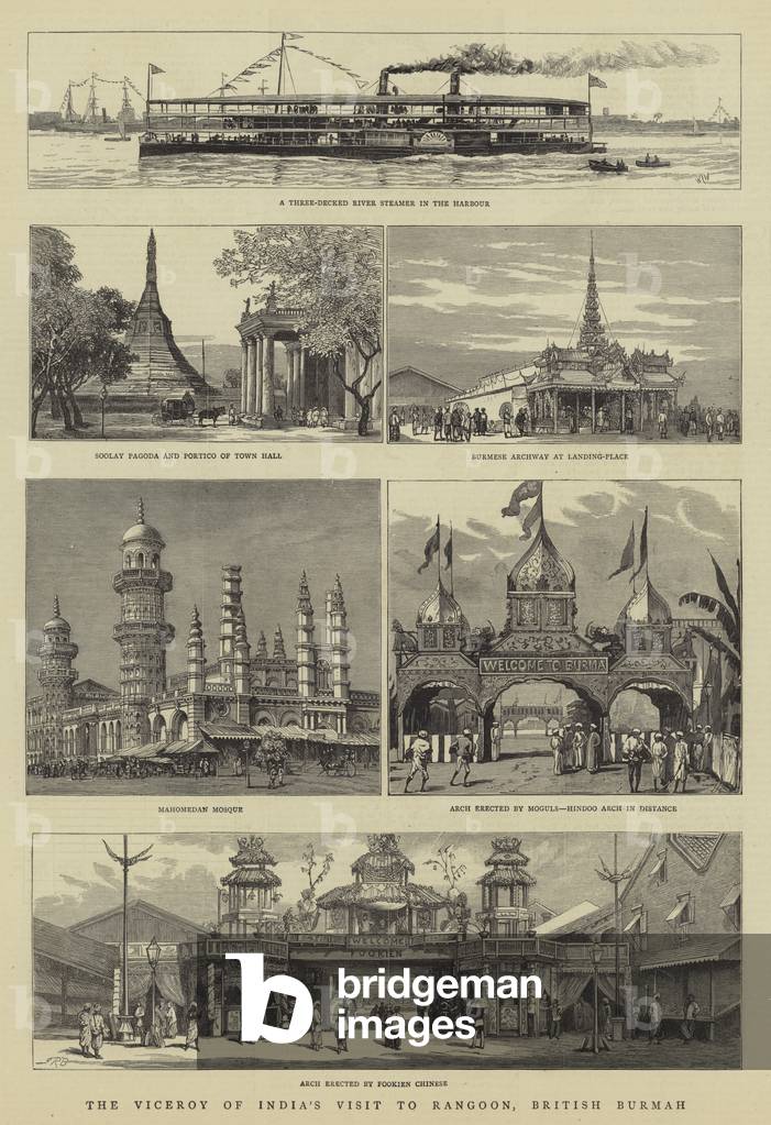 The Viceroy of India's Visit to Rangoon, British Burmah (engraving)