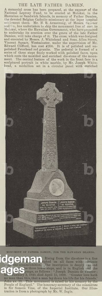 Monument of Father Damien, for the Hawaiian Islands (b/w photo)