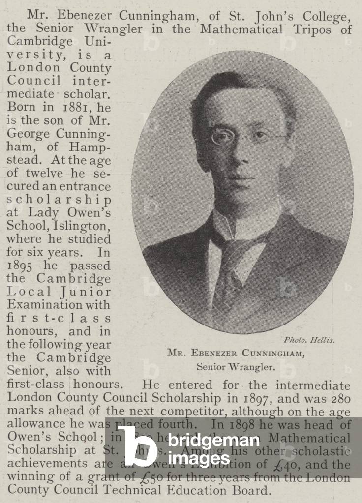 Mr Ebenezer Cunningham, Senior Wrangler (b/w photo)