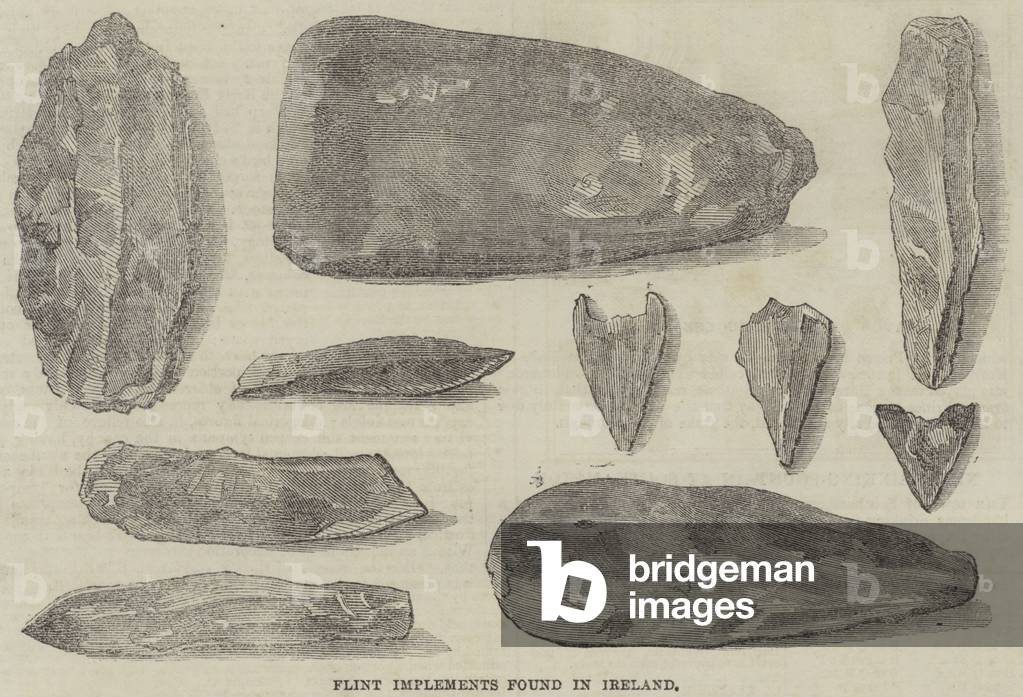 Flint Implements found in Ireland (engraving)