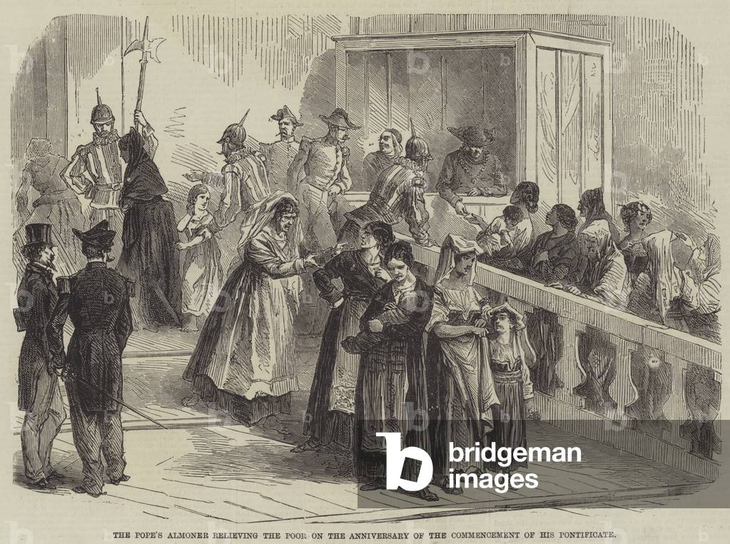 The Pope's Almoner relieving the Poor on the Anniversary of the Commencement of his Pontificate (engraving)
