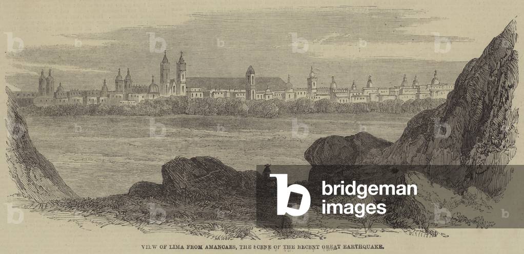 View of Lima from Amancaes, the Scene of the Recent Great Earthquake (engraving)