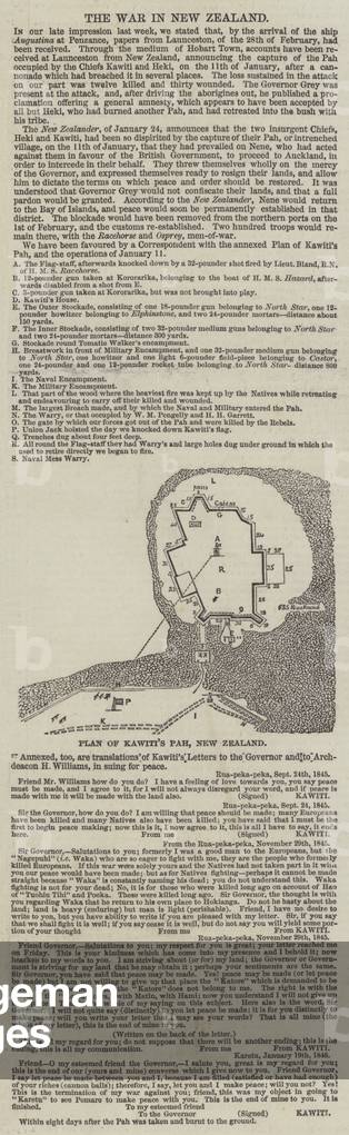 The War in New Zealand, Plan of Kawiti's Pah, New Zealand (engraving)