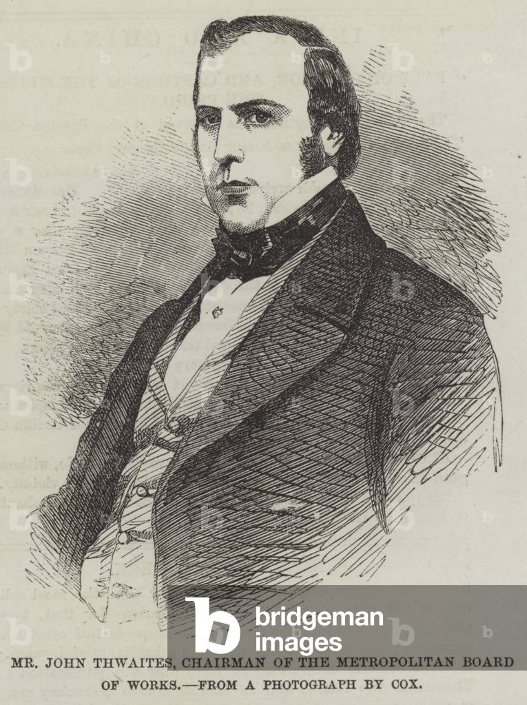 Mr John Thwaites, Chairman of the Metropolitan Board of Works (engraving)