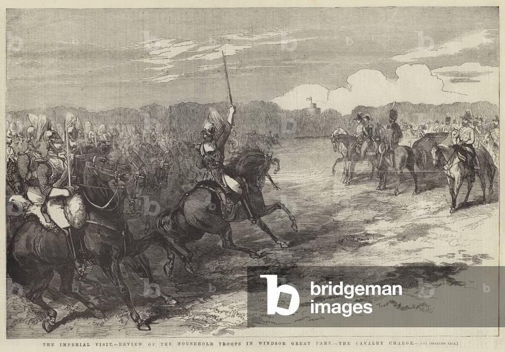 The Imperial Visit, Review of the Household Troops in Windsor Great Park, the Cavalry Charge (engraving)