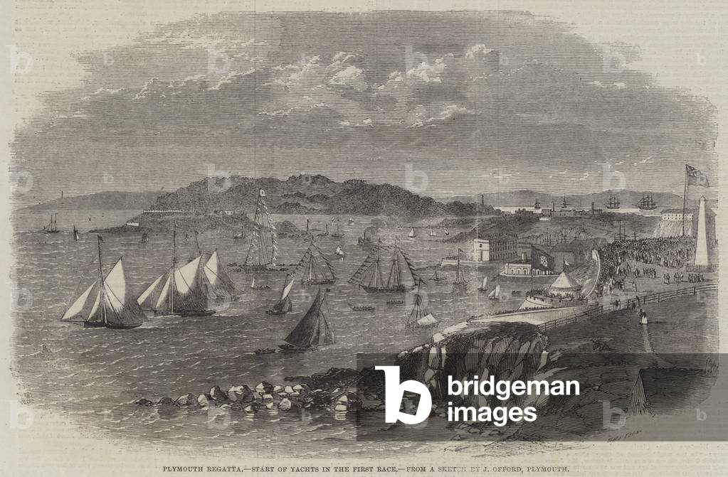 Plymouth Regatta, Start of Yachts in the First Race (engraving)