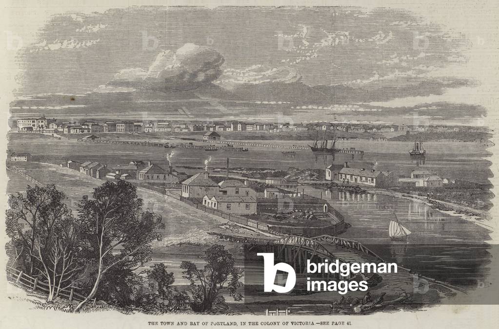 The Town and Bay of Portland, in the Colony of Victoria (engraving)