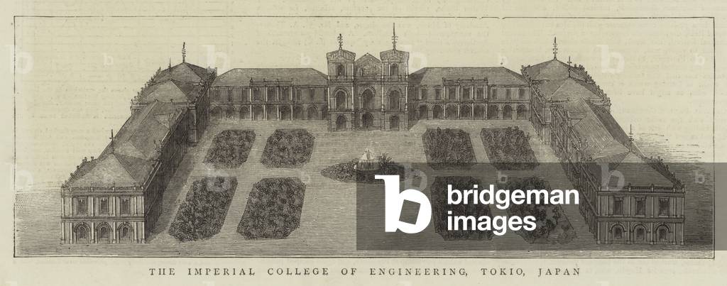 The Imperial College of Engineering, Tokio, Japan (engraving)