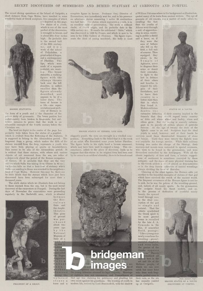 Recent Discoveries of Submerged and Buried Statuary at Cerigotto and Pompeii (b/w photo)