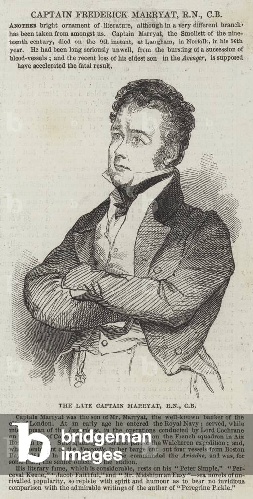 The late Captain Marryat, RN, CB (engraving)