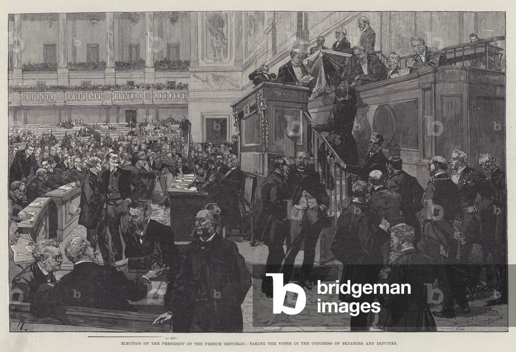 Election of the President of the French Republic, taking the Votes in the Congress of Senators and Deputies (engraving)
