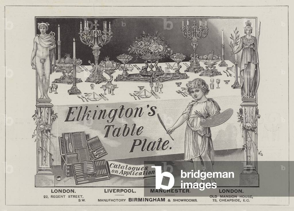 Advertisement, Elkington's Table Plate (engraving)