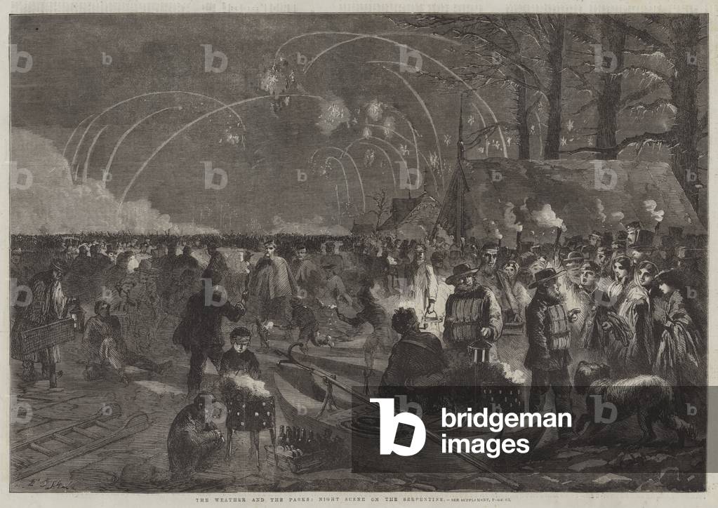 The Weather and the Parks, Night Scene on the Serpentine (engraving)