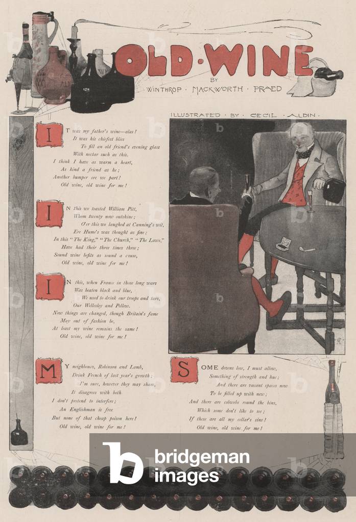 Old Wine, by Winthrop Mackworth Praed (colour litho)