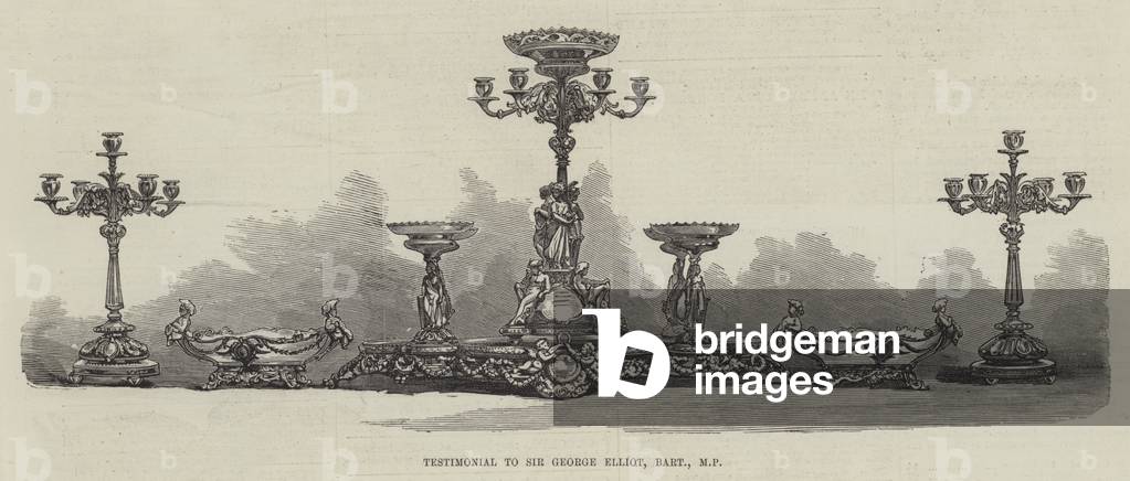 Testimonial to Sir George Elliot, Baronet, MP (engraving)