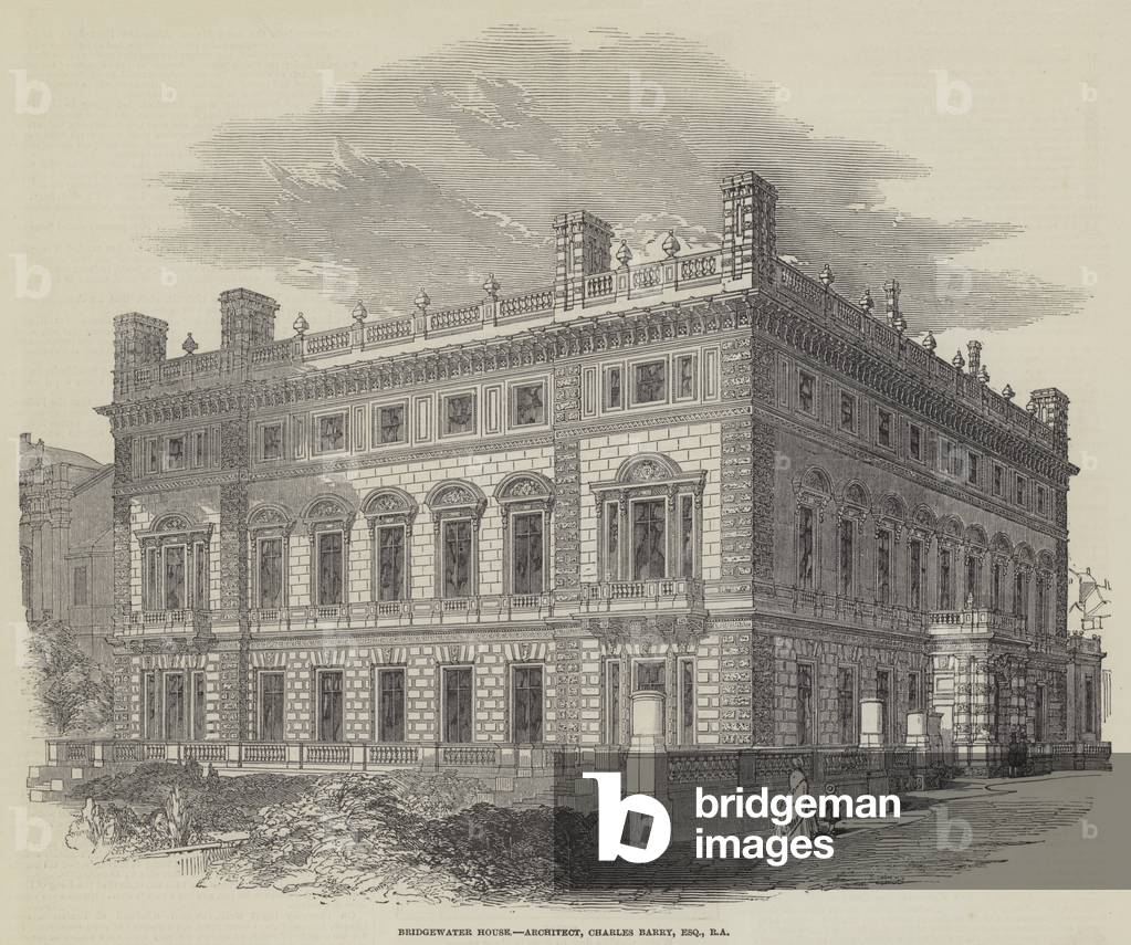 Bridgewater House, Architect, Charles Barry, Esquire, RA (engraving)