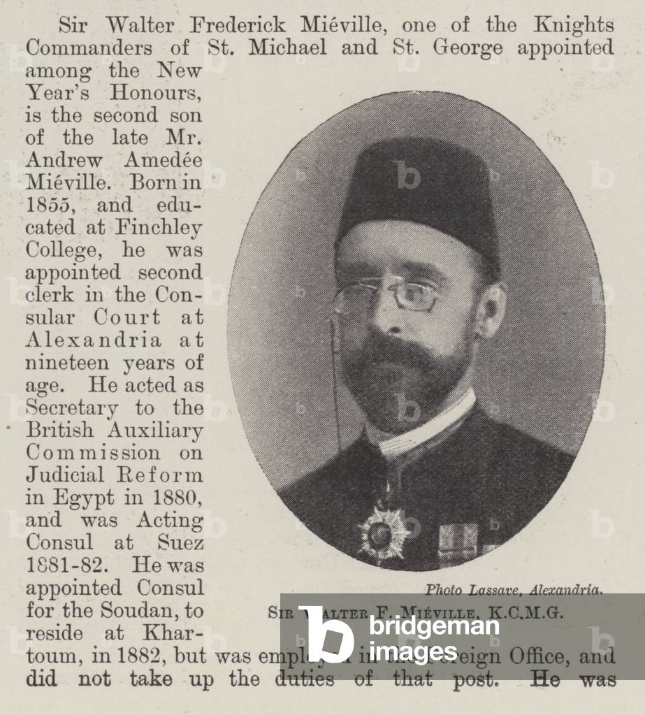 Sir Walter F Mieville, KCMG (b/w photo)