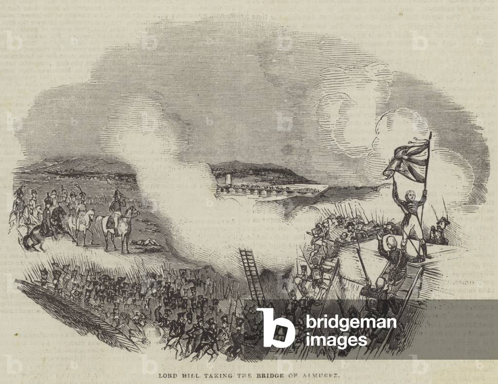 Lord Hill taking the Bridge of Almurez (engraving)