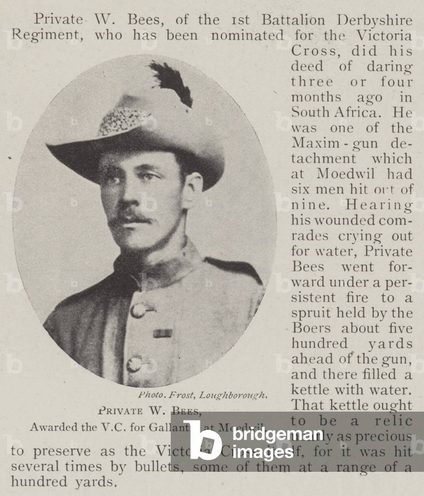 Private W Bees, awarded the VC for Gallantry at Moedwil (b/w photo)