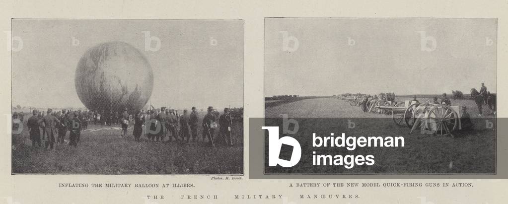 The French Military Manoeuvres (b/w photo)