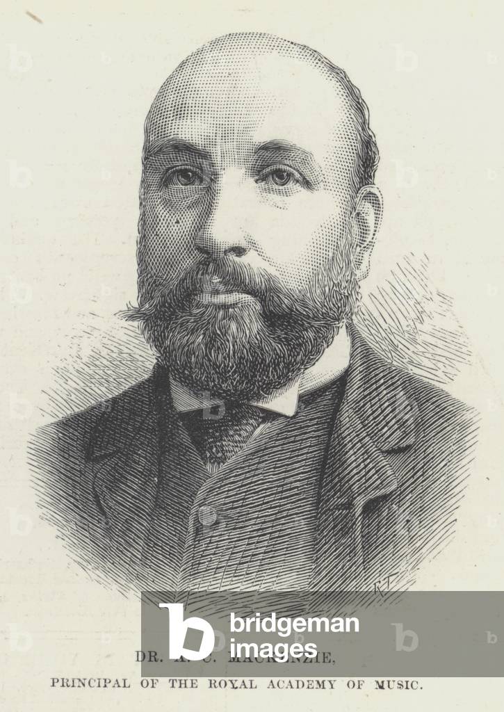 Dr A C Mackenzie, Principal of the Royal Academy of Music (engraving)