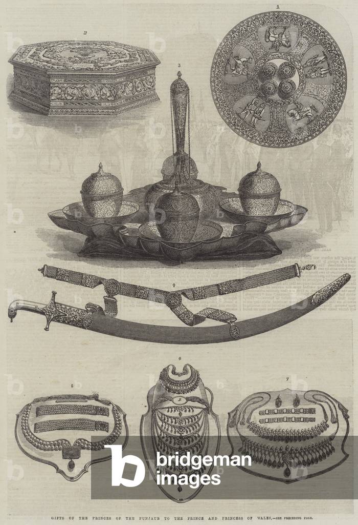Gifts of the Princes of the Punjaub to the Prince and Princess of Wales (engraving)