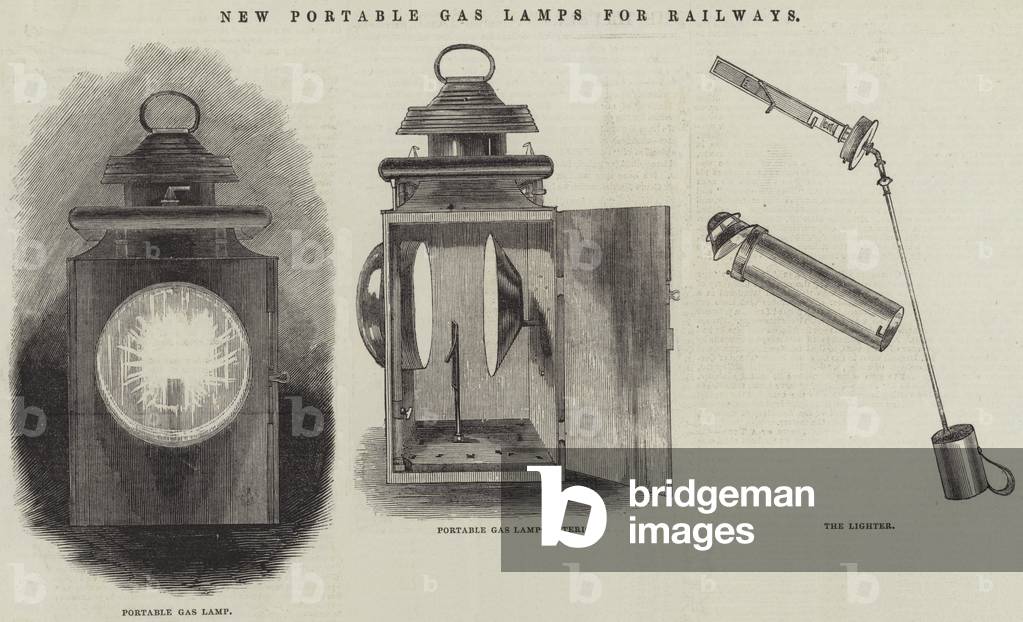 New Portable Gas Lamps for Railways (engraving)